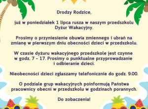 Dyżur wakacyjny 1.07 do 19.07.2024 roku - ważne informacje