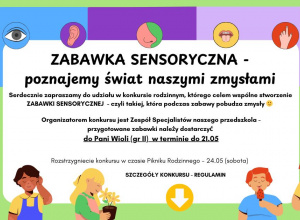 Konkurs „Zabawka sensoryczna – poznajemy świat naszymi zmysłami”